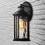 MOTINI 1-Light Outdoor Wall Sconce Lantern with Motion Sensor and Dusk to Dawn 60 W Bulb Included IP23 Waterproof Exterior Light Fixtures Wall Mount in Black Finish with Water Glass Shade MOTINI 1-Light Outdoor Wall Sconce Lantern with Motion Sensor and Dusk to Dawn 60 W Bulb Included IP23 Waterproof Exterior Light Fixtures Wall Mount in Black Finish with Water Glass Shade