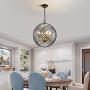 Maxax Crystal Chandeliers 4 Lights Pendant Lighting for Dining Room, Living Room, Foyer, Lobby, Hallway(4 Light Black&Gold)