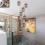 Staircase Long Chandelier,Modern Bubble Glass Chandeliers,Adjustable Height Pendant Light Molecules Hanging Light Fixture for Dining Room Bedroom Gray 6 Lights
