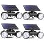 Outdoor Solar Lights, 30 LED Solar Security Lights with Motion Sensor Dual Head Spotlights IP65 Waterproof 360° Adjustable LED Solar Motion Lights for Front Door Garage Patio Deck (Pack 4)