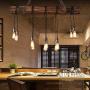 Ladiqi 10-Lights Wooden Island Chandelier Retro Rustic Pendant Lighting Lamp Multiple Adjustable Hanging Ceiling Linear Light Fixtures for Kitchen Island Living Room Bar