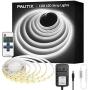 White LED Strip Light,PAUTIX Dimmable COB LED Strip Lights Kit 6500K Daylight White CRI80+ 16.4ft Under Cabinet 12V LED Tape Lights with 3M Self-Adhesive for Kitchen Bedroom Home DIY,UL-Listed
