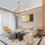Sputnik Chandelier 8-Lights Brass Modern Pendant Lighting Mid Century Chandelier Semi Flush Mount Ceiling Light for Bedroom Living Foyer UL Listed