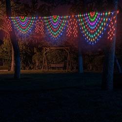 Welltop Net Lights Outdoor Mesh Lights, 9.8 x 1.64ft 468 LED Peacock Net Lights with 8 Modes White Cable Indoor Outdoor String Decorative Lights for Xmas Trees Bushes Wedding Garden Patio, Multicolor