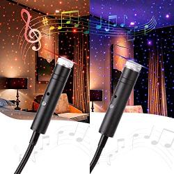USB Star Light Sound Activated, 2Packs, Aevdor Auto Roof Romantic Star Lights, USB Night Light for Bedroom, Car, Party, Ceiling and More (1pcs Violet Blue and 1pcs Red)