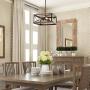GEPOW Farmhouse Cage Chandelier, Rustic Wood Square 4 Light Fixture for Dining Room, Living Room, Bedroom, Foyer and Kitchen Island