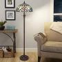 Capulina Tiffany Style Floor Light, Victorian Style Tiffany Pole Lamp, 2 Light Tiffany Floor Lamp, 18 Inches Wide Stained Glass Floor Lamps, Standing Lamp, Leaded Glass Floor Lamp (Tall: 66 inches)