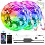 LED Strip Lights, 32.8ft RGB LED Light Strips 300 LEDs SMD5050 Color Changing Light Strips, Voice and Music Sync Smart LED Tape Lights for Home, TV, Bar and Party Decoration-Remote Control