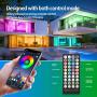 LED Strip Lights Bluetooth, 50FT Music Sync RGB Light Strips, SMD5050 Color Changing Strip Lights with Remote and 24V Power Adapter, LED Lights for Bedroom, Room and Home Decoration (1X50ft)