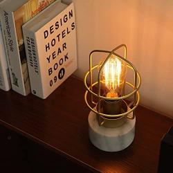 CO-Z Industrial Desk Lamp with Marble Base, Mid-Century Modern Table Lamp 10 Inches in Height, Edison Bulb Not Included for Living Room Bedroom Dining Room.