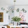 Modern Molecular Chandelier, 8 Light Adjustable Downrod Modern Glass Shade Magic Bean Chandelier for Kitchen Dining Room Living Room, Creative Chandelier Light Fixture E26 Socket