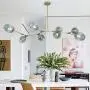 Modern Molecular Chandelier, 8 Light Adjustable Downrod Modern Glass Shade Magic Bean Chandelier for Kitchen Dining Room Living Room, Creative Chandelier Light Fixture E26 Socket