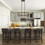 LOG BARN Farmhouse Chandelier, Pendant Lighting for Kitchen Island in Distressed Wood and Black Metal Finish, Ceiling Hanging Fixture for Dining Room