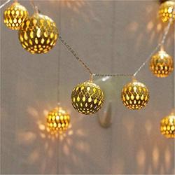 Twinkle Star 40 LED Globe String Lights, Halloween Decorations Golden Moroccan Hanging Lights Battery Operated Decor for Indoor, Home, Bedroom, Party, Wedding, Christmas Tree, Warm White