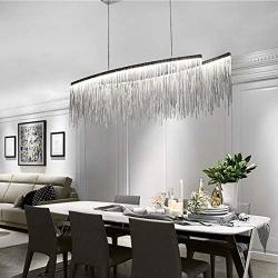 Moooni Post-Modern Rectangle Aluminum Tassel Linear Chandelier Rectangular Pendant Light Fixture for Dining Room Kitchen Island Over Table L47''