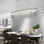 Moooni Post-Modern Rectangle Aluminum Tassel Linear Chandelier Rectangular Pendant Light Fixture for Dining Room Kitchen Island Over Table L47''