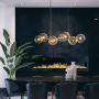 CCSUN 110cm Glass Ball Golden Chandelier Island Lights,mid Century 8-Lights Long Pendant Light E26 Clear Glass Globe Chandelier Decor Light Fixtures for Dining Room Living Room Golden Transparent