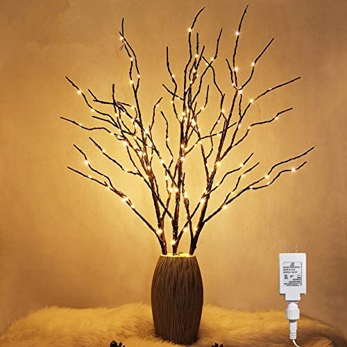 Twinkle Star 150 LED Lighted Brown Willow Branches 32 Inch 3 Pack Artificial Branches Plug in for Indoor Outdoor Christmas Wedding Party Home Decoration (Vase Excluded)