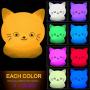 Cat Night Light, Babies Night Lights, Night Light for Kids, Silicone Night-Light, LEDs Lights, 9 Colors Lamp Rechargeable Remote for Toddlers/Boys/Girls/Adults/Bedroom/Bathroom/Outdoor/Camping
