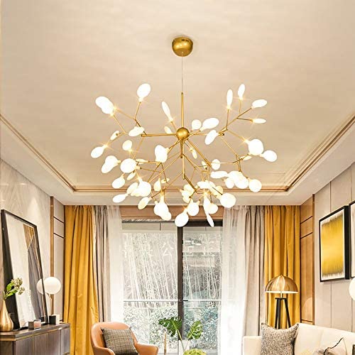 Modern Firefly Chandeliers, Sputnik Firework Chandelier with 27/36/45/54/63 G4 Blub, LED Ceiling Light Island Chandelier Fixture for Dining/Living Room, Study, Bedroom (63 Heads)