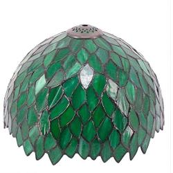 Tiffany Lamp Shade Replacement W12H6 Inch Green Stained Glass Wisteria Style for Table Lamps Ceiling Fixture Pendant Light S523 WERFACTORY Lover Living Room Bedroom Office Bar Desk Nightstand Bedside