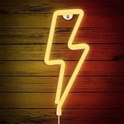 Lightning Bolt Neon Sign, Neon Signs for Wall Decor Bedroom, USB or Battery Decor LED Signs,Light Up Signs Decorative Neon Light Sign for Home,Halloween,Christmas,Party,Kids Living Room (White)