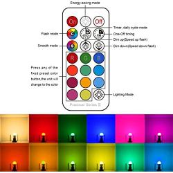 RGB LED Light Bulb, Color Changing Light Bulb, 40W Equivalent, 450LM, 2700K Warm White 5W E26 Screw Base RGBW, Flood Light Bulb- 12 Color Choices - Timing Infrared Remote Control (4 Pack)