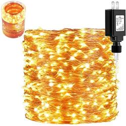 165 Ft Ultra Long 500 LEDs LED String Lights Plug in, Deck/Porch/Ceiling Copper Lights, Indoor/Outdoor Waterproof Decorative Lights for Bedroom,Patio,Garden,Party,Christmas Tree Warm White