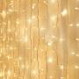 Warm White Window Curtain Lights, 8 Mode LED Fariy String Lights for Party Garden Room Wall Decorations