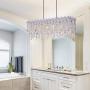 Q&S Rectangle Crystal Chandelier Lighti Fixture, Modern Chrome 6 Lights Chandeliers Ceiling Light Fixture for Dinning Room, Living Room,Kitchen Island, Hotel Lobby,Chrome
