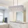 Q&S Rectangle Crystal Chandelier Lighti Fixture, Modern Chrome 6 Lights Chandeliers Ceiling Light Fixture for Dinning Room, Living Room,Kitchen Island, Hotel Lobby,Chrome