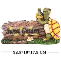 Garden Statue Turtle Figurine, Solar Powered Garden Decor, Tortoise Sweet Garden Solar Lights Outdoor, Decorative LED Fairy Garden Lights for Patio Lawn Yard Decoration