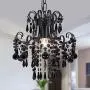 Q&S Mini Crystal Chandelier, Modern Black Small Chandelier, for Hallway, Entryway, Bedroom, Foyer, Bathroom, Kitchen, W11.8'',1 Light E26.