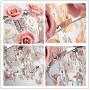 LUOLAX Romantic Ceramic Rose Flower Chandelier Modern Crystal Pendant Lamp Flush Mount Hanging Ceiling Fixture for Girl Bedroom/Living Room/Restaurant/Dining Room Decoration, Pink(Dia 19.68Inch)