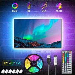 LED Strip Lights 9.8ft TV LED Backlight for 32~75inch TV PC Mirror with 44 Keys RF Remote, 28 Scene, DIY Color 5050 RGB Light Strips Kit, USB Power