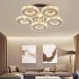 Modern Big Crystal Ceiling Light LED Chandelier Five Ring Pendant Light for Dinning Room Bedroom Kitchen(Warm White)