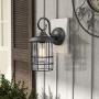 Emliviar 1-Light Outdoor Wall Sconce, Outside Porch Light in Black Finish with Clear Seeded Glass, 1803CW2