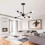 GRUSTRUST 6-Light Black Chandeliers Lighting Easy Mount Ceiling Light Chrome Modern Pendant Light Dimmable Lamp Bracket for Living Room Showroom Study Room(Bulbs Not Included)