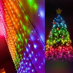 Rainbow Curtain Lights, 9.8ftx9.2ft 280 LED Curtain Lights, Curtain String Lights with USB Remote Control 8 Modes for Girls Room Decor, Kids Room, Bedroom,Unicorn Room Decor,Christmas,Party,Birthday
