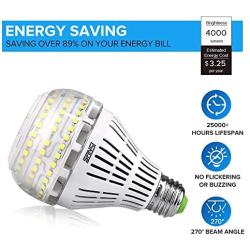 [Upgrade] 27W (250 Watt Equivalent) A21 Omni-Directional Ceramic LED Light Bulbs, 4000 Lumens, 5000K Daylight, E26 Medium Screw Base Floodlight Bulb, Home Lighting, Non-dimmable, SANSI (2 Pack)