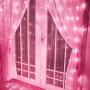 Curtain Lights, Pink 8 Modes LED String Lights for Garden, Girls Room, Party, Window and Wall Decorations