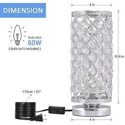 Crystal Table Lamp Nightstand Decorative Desk Lamp with Crystal Beads Small Bedside Modern Table Light for Bedroom, Living Room, Dining Room, Office