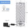 Crystal Table Lamp Nightstand Decorative Desk Lamp with Crystal Beads Small Bedside Modern Table Light for Bedroom, Living Room, Dining Room, Office