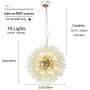 Qamra Modern Crystal Gold Chandeliers, 16-Lights Firework Dandelion Sputnik Chandelier Light Fixture Pendant Lighting for Dining Room, Bedroom, Kitchen, Living Room