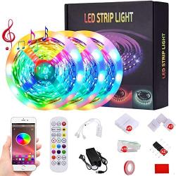 50ft Led Strip Lights Music Sync Color Changing 5050 RGB LED Light Strips Kit, Built-in Mic,App Control with Remote for Home Kitchen