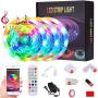 50ft Led Strip Lights Music Sync Color Changing 5050 RGB LED Light Strips Kit, Built-in Mic,App Control with Remote for Home Kitchen