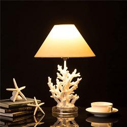 Table Lamp for Living Room/ Bedroom Farmhouse Side Novetly Coral Table Lamp with Burlap Lamp Shade - 19.29'' High