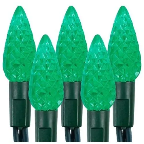 Twinkle Star C6 Christmas String Lights, 100 LED 33ft Fairy Lights with 29V Safe Adaptor, Indoor Outdoor Waterproof 8 Lighting Mode for St Patricks Day Patio Xmas Tree Party Decor, Green