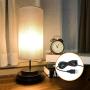 Touch Control BedsideTable Lamp - Moobibear Stepless Dimmable Nightstand Lamp with USB Charging Port, Modern Desk Reading Lamp for Bedroom, Living Room, Kids Room, College Dorm, LED Bulb Included