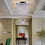 Smart Lighting-Shupregu 3-Light Modern Crystal Chandelier, Flush Mount Crystal Ceiling Light, Chrome Finish Pendent Light for Hallway, Bedroom, Kitchen, Dimmer LED Bulbs Not Included
